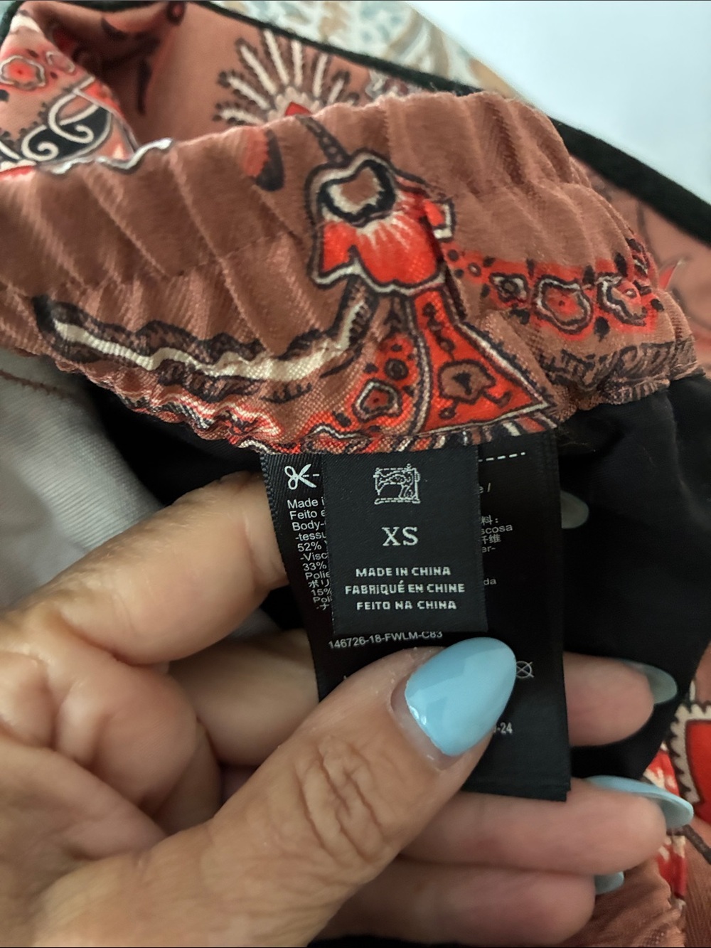 The Peaks Oriental print Pants Pull on Side stripe Drawstring Women’s XS Modern - Picture 11 of 14